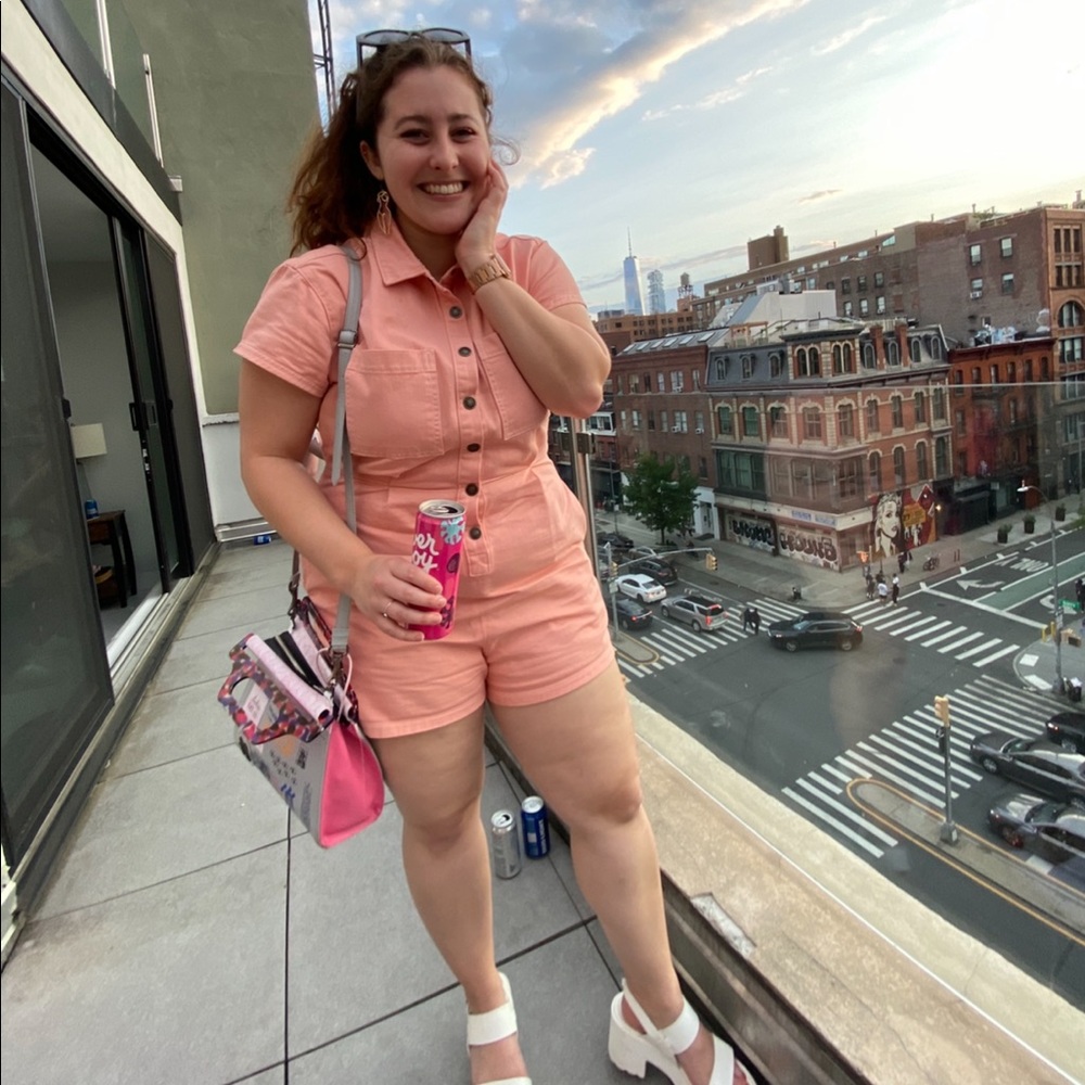 Urban Outfitters Coral Jean Romper